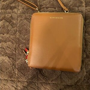 Levenger Tan Leather Crossbody Bag